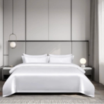Hotel White Satin Embroidery Border Bedding Set