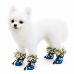 Denim Star Dog Booties with Floral Arrangement, Cowboy Wedding Pet Shoes, Dog Wedding Attire, Country Wedding Dog Accessories, Pomeranian Puppy Wedding