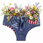 Denim Wildflower Wedding Bridal Briefs | Do What You Love Cowgirl Bachelorette Underwear | Rustic Western Wedding Bride Panty | Boho Country Wedding Floral Jean Underwear