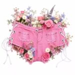 Pink Denim Bridal Panties with Wildflowers | Cowgirl Bride Lingerie | Western Wedding Underwear | Bridal Boudoir Gift | Something Pink