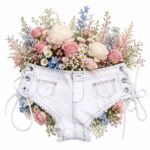 White Denim Bridal Panties with Floral Details | Western Wedding Lingerie | Cowgirl Bride | Something Blue Gift | Rustic Bridal Shower Lingerie