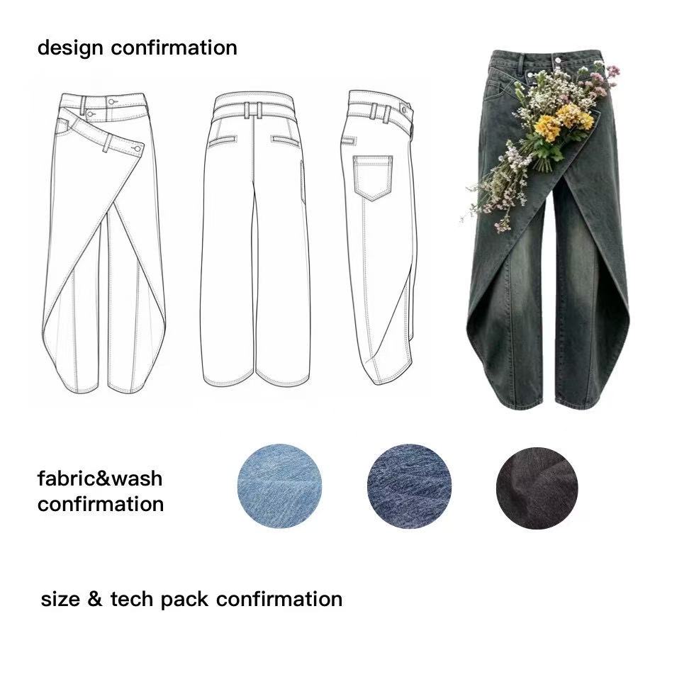 Design confirmation sheet for custom men’s denim sample development