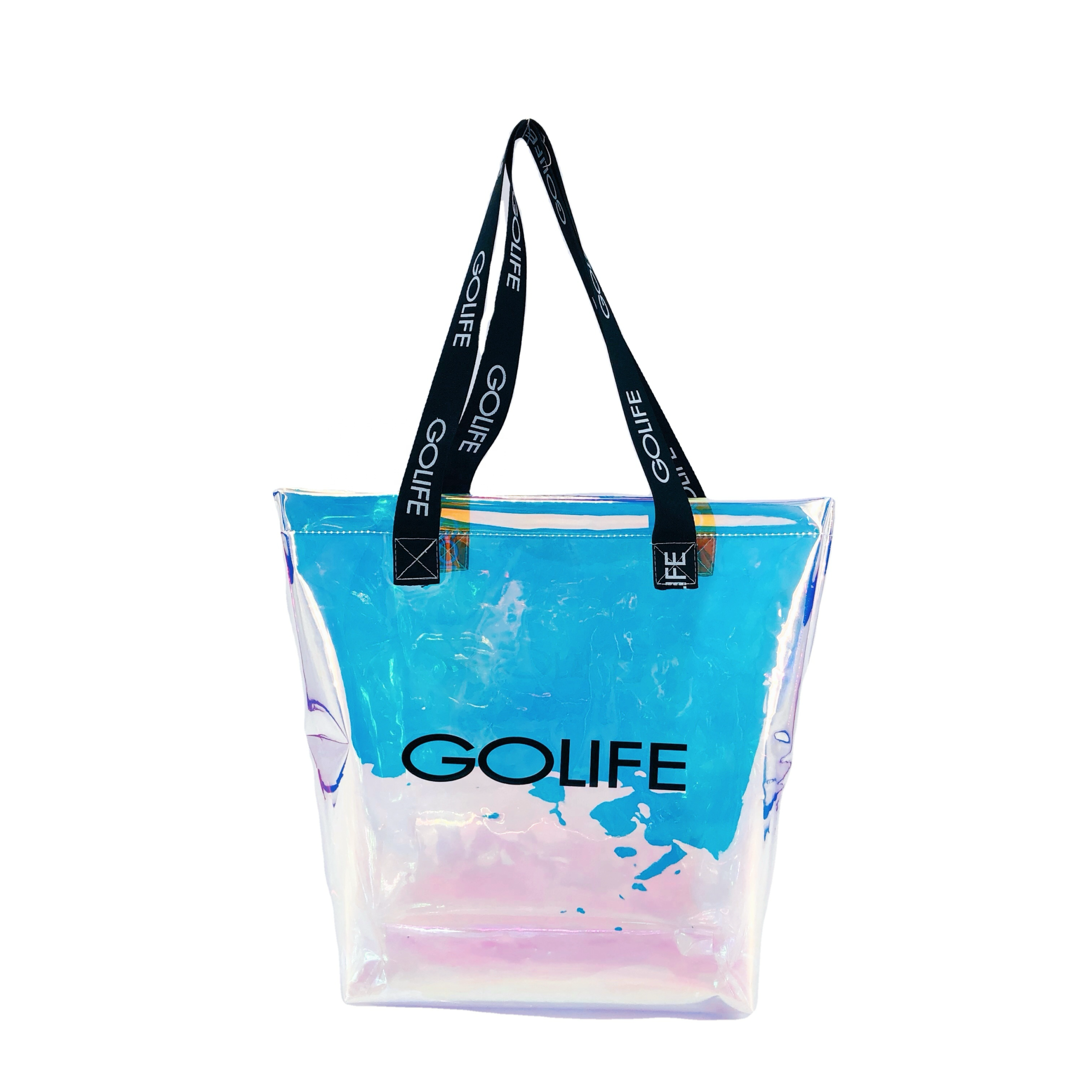 微信图片_20260924144559_1659 BSCI Factory Customized Iridescent rainbow Shinny Eco-friendly Waterproof TPU PVC Tote Shopping Hand Shoulder Bag for Women - Image 1