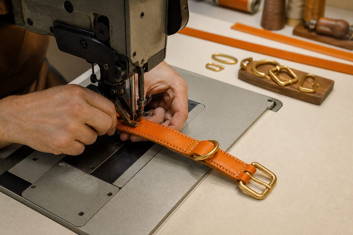 Industrial stitching and hardware assembly.
